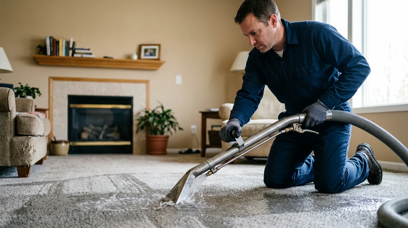 Water damage restoration technician working near Butler, MD